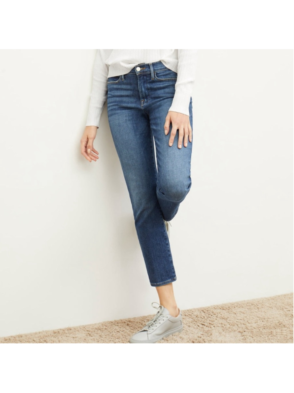 FRAME Le High Straight Sz 27 (13.5”W) Medium Wash EUC